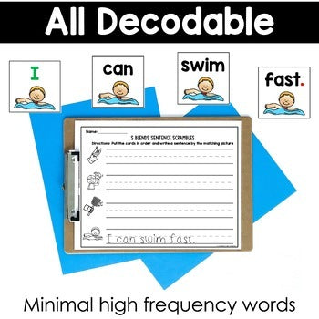 Blends Decodable Sentence Scrambles | Science of Reading