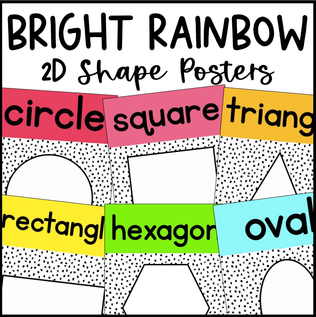 Bright Rainbow 2D Shape Posters | Dalmatian Print | Colorful Classroom Decor