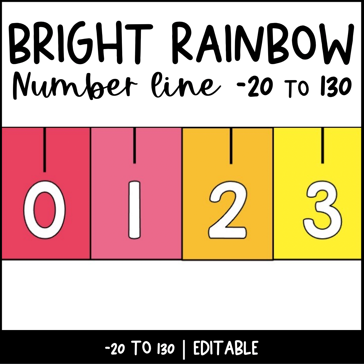 Bright Rainbow Number Line | Editable | Colorful Decor