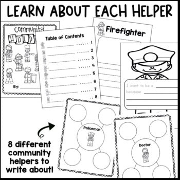 GROWING All About Community Helpers Bundle | Kindergarten Writing