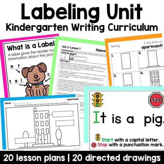 Kindergarten Labeling Unit I Can Label and Write Writers Workshop