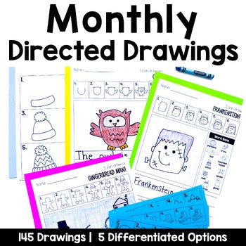 Monthly Directed Drawings with Shapes Bundle