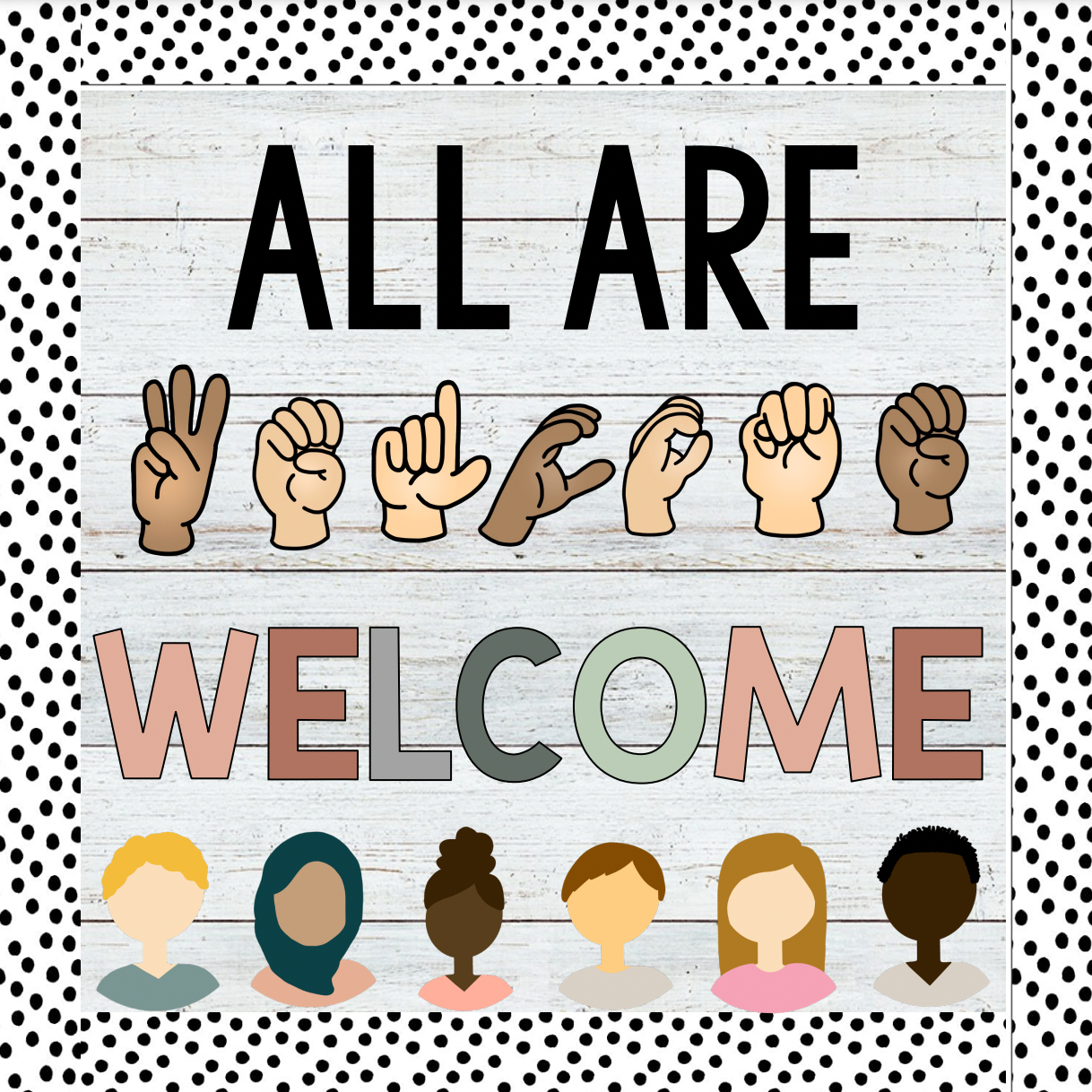 All Are Welcome Bulletin Board | ASL | Boho | Pastel | Bright Rainbow