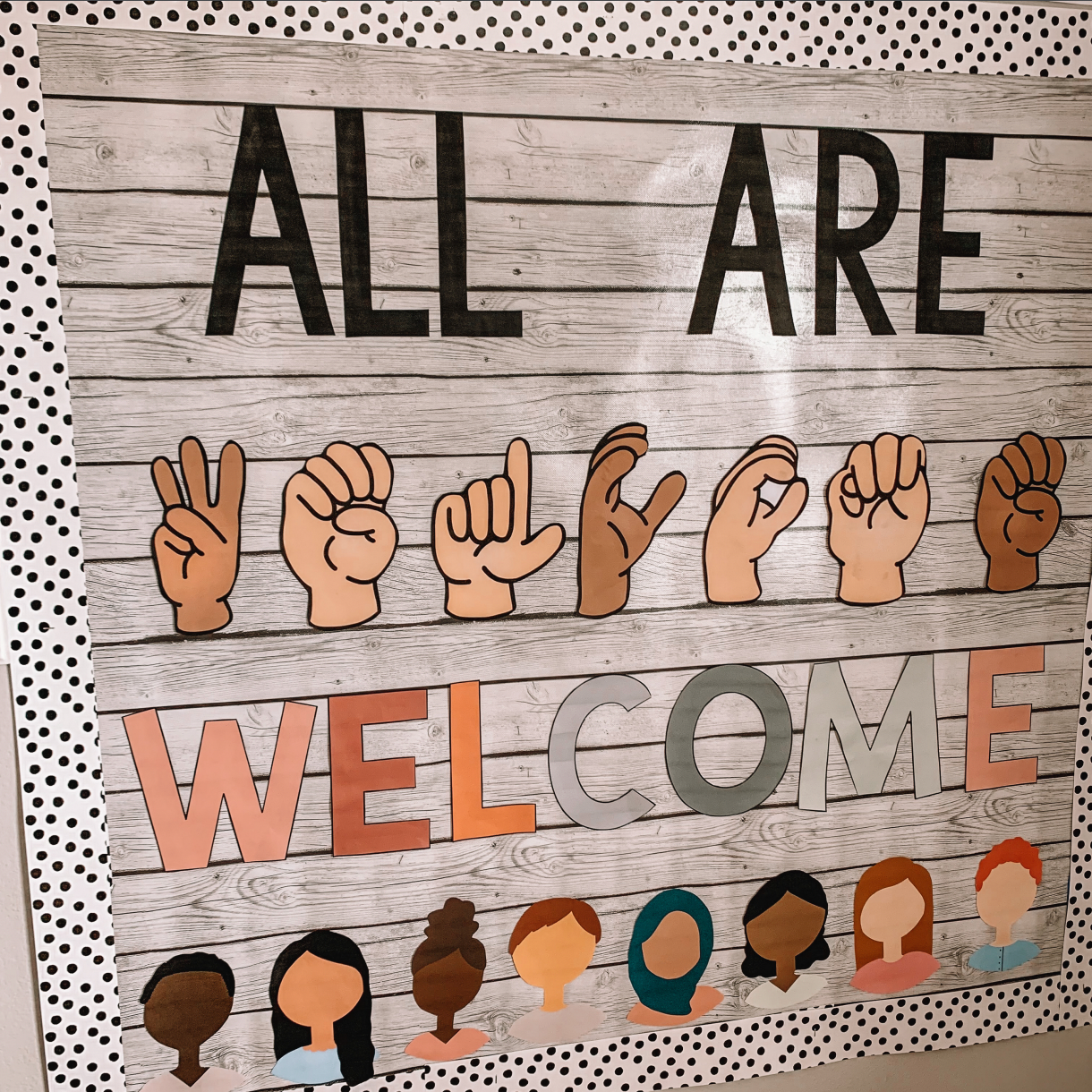 All Are Welcome Bulletin Board | ASL | Boho | Pastel | Bright Rainbow