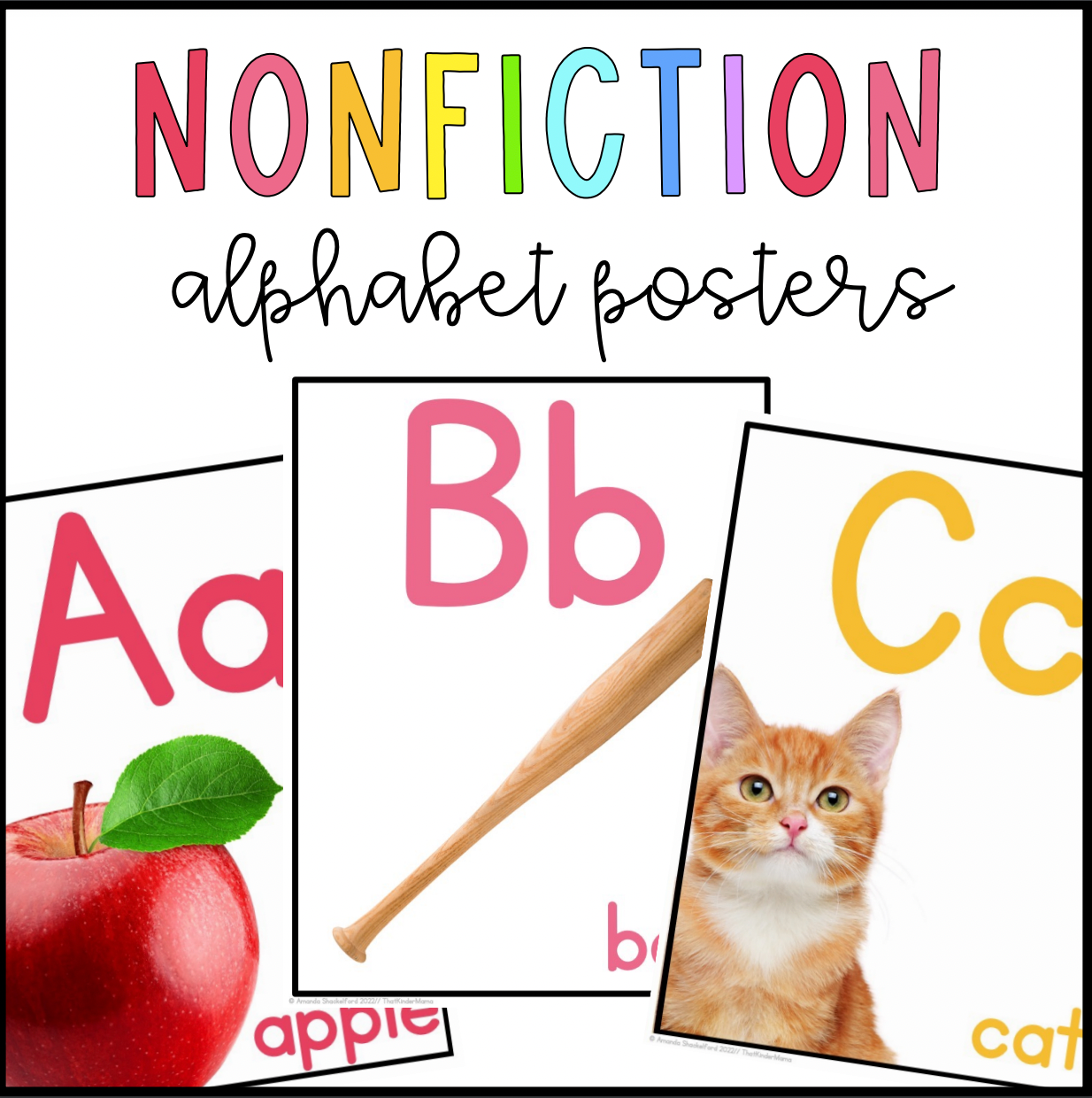 Bright Rainbow Nonfiction Alphabet Poster with Real Pictures