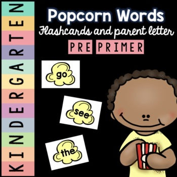 FREEBIE Kindergarten Pre-primer Popcorn Flashcards